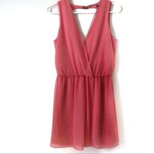 NWOT Zara Woman Coral V Neck and Back Dress